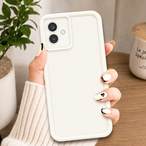 Samsung Galaxy M07 Cover - Offwhite - Soft Silicone Case With Round Bumper Matte TPU Shockproof Cover