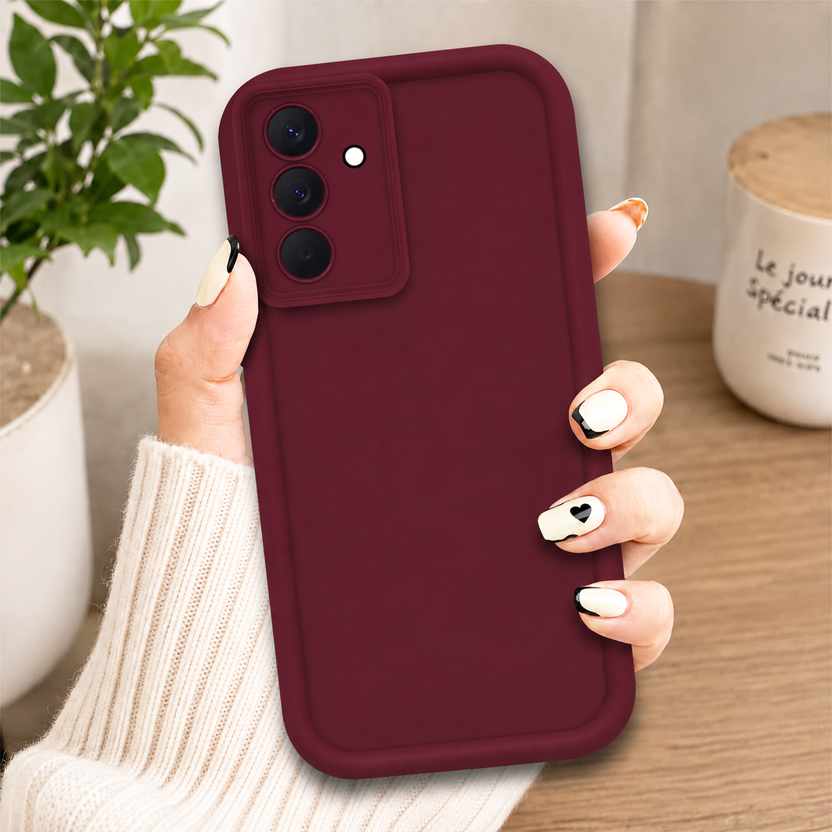 Samsung Galaxy A57 Cover - Maroon - Soft Silicone Case With Round Bumper Matte TPU Shockproof Cover