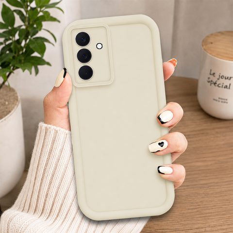 Samsung Galaxy A57 Cover - Off White - Soft Silicone Case With Round Bumper Matte TPU Shockproof Cover