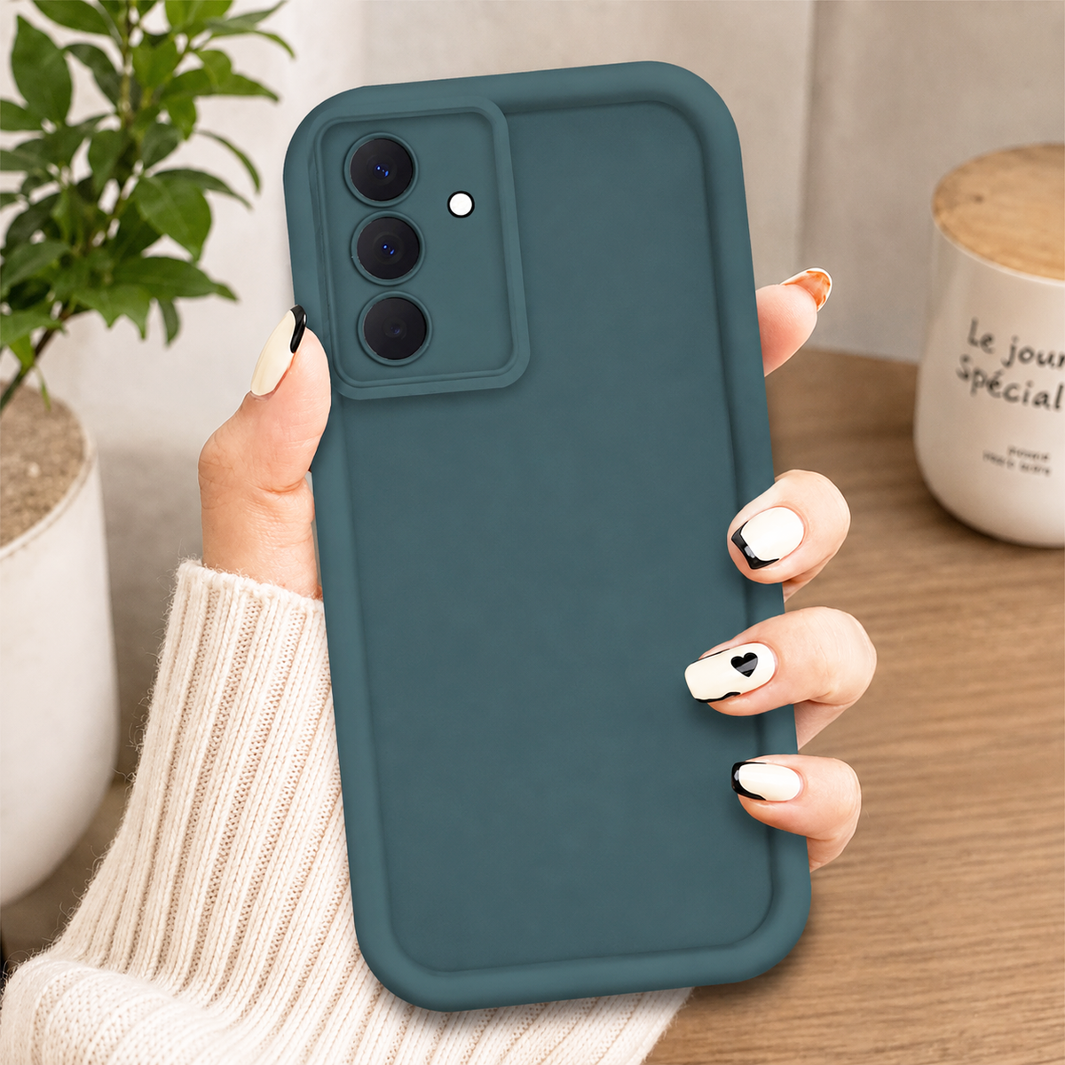 Samsung Galaxy A57 Cover - Dark Green - Soft Silicone Case With Round Bumper Matte TPU Shockproof Cover