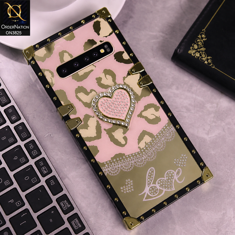 Samsung Galaxy S10 5G Cover - Design1 - Heart Bling Diamond Glitter Soft TPU Trunk Case With Ring Holder