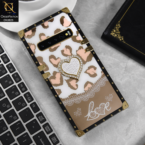 Samsung Galaxy S10 5G Cover - Design2 - Heart Bling Diamond Glitter Soft TPU Trunk Case With Ring Holder