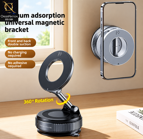 SpeedX SX-M01 Magnetic Car Phone Holder – 360° Rotatable Vacuum Suction Mount, Zinc Alloy Universal Mobile Stand for Dashboard & Windshield