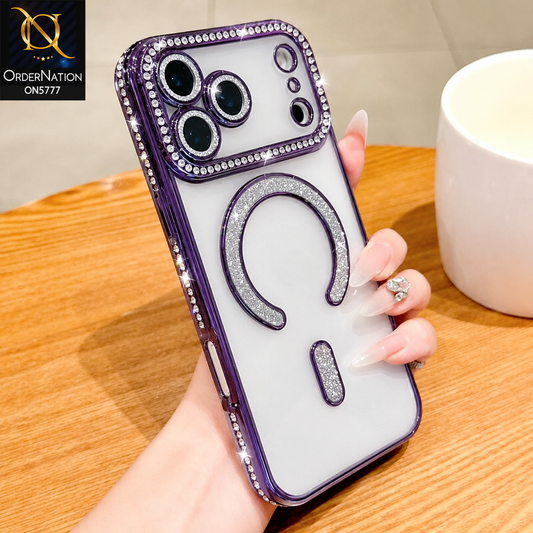iPhone 18 Pro Max Cover - Purple - New Diamond Blingy Magsafe Clear Case