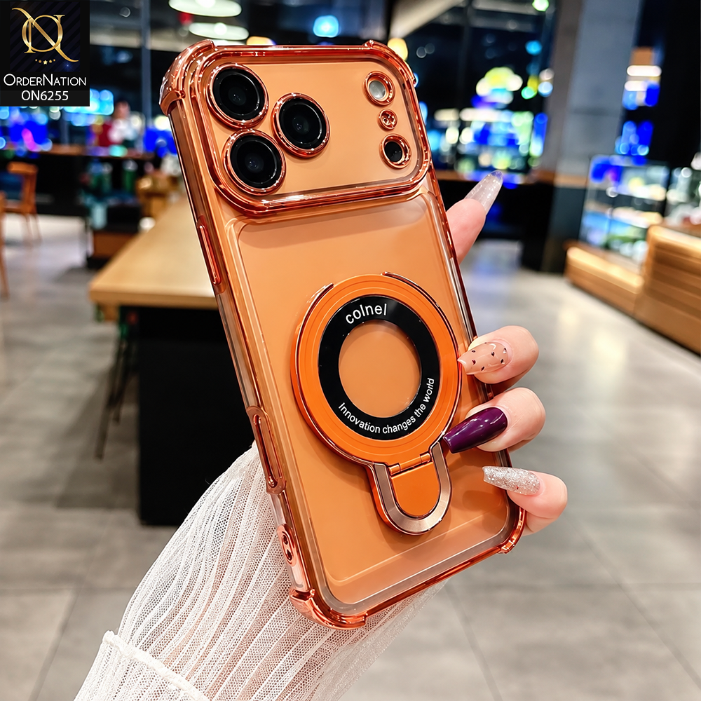 iPhone 18 Pro Max Cover - Orange - Premium Magnetic Ring Phone Case with Raised Camera Protection & Shockproof Bumper
