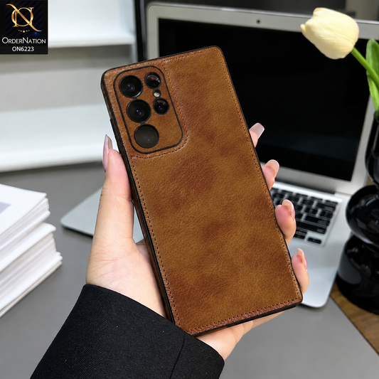 Samsung Galaxy S22 Ultra 5G Cover - Brown - New JINDUKA Premium Vintage Leather Case Protective Back Cover