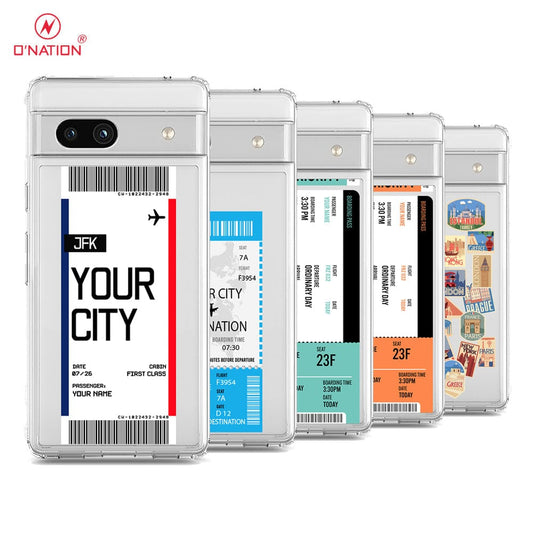 Google Pixel 7a Cover - Personalised Boarding Pass Ticket Series - 5 Designs - Clear Phone Case - Soft Silicon Borders