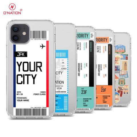 iPhone 12 Pro Cover - Personalised Boarding Pass Ticket Series - 5 Designs - Clear Phone Case - Soft Silicon Borders