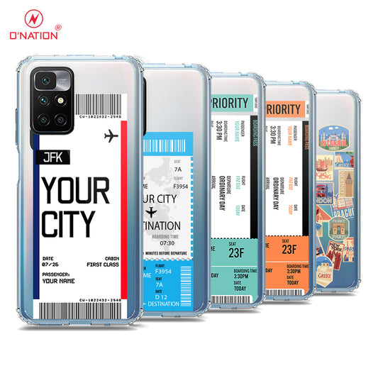Xiaomi Redmi 10 Prime Cover - Personalised Boarding Pass Ticket Series - 5 Designs - Clear Phone Case - Soft Silicon Borders