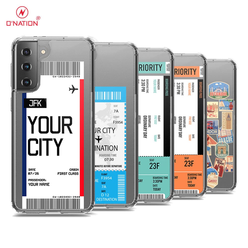 Samsung Galaxy S21 5G Cover - Personalised Boarding Pass Ticket Series - 5 Designs - Clear Phone Case - Soft Silicon Borders