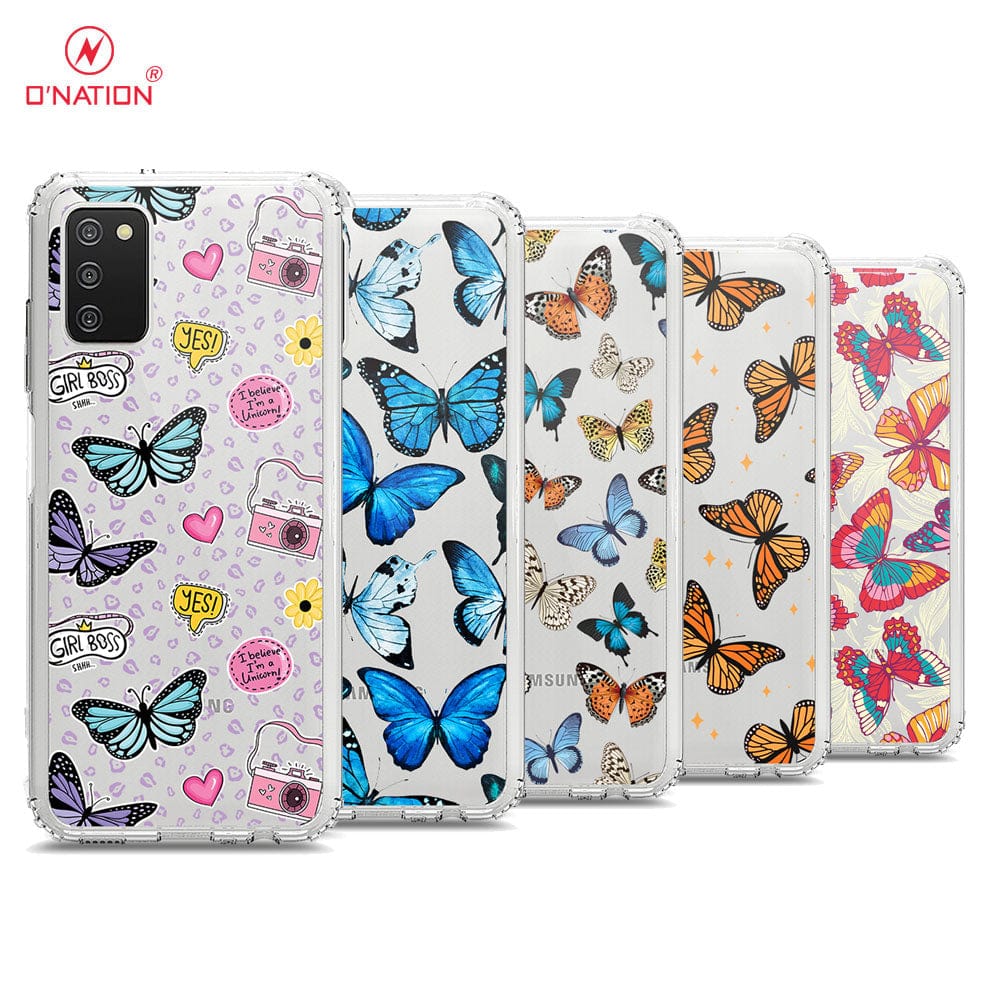 Samsung Galaxy M02s Cover - O'Nation Butterfly Dreams Series - 9 Designs - Clear Phone Case - Soft Silicon Borders