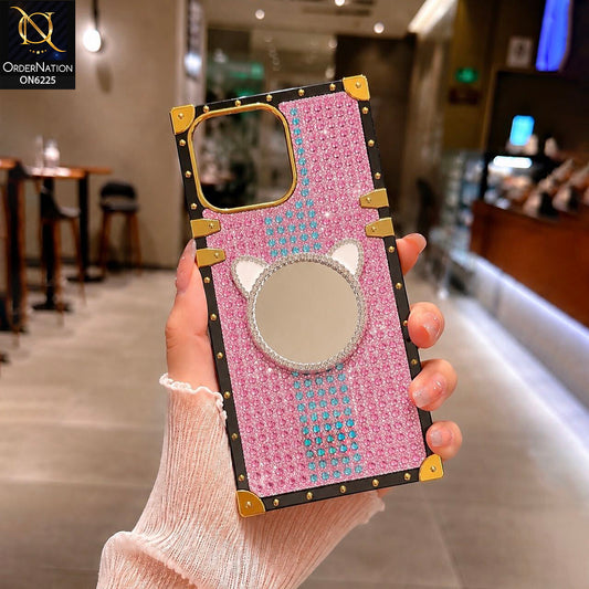 iPhone 16 Pro Max Cover -  Pink - New Glamorous Bling Phone Cover with Crystal Animal Design Ring Holder