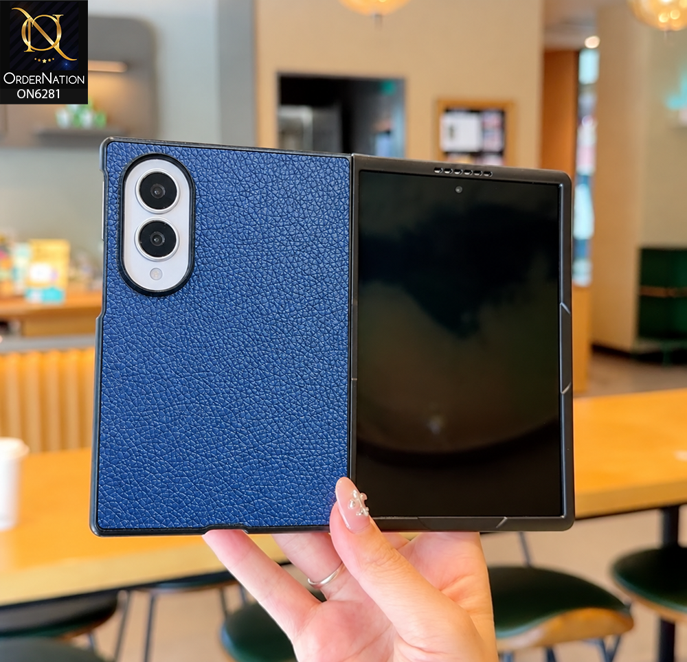 Samsung Galaxy Z Fold 8 Cover - Blue - Premium Folio Case with Textured Leather Finish, Dual Camera Protection, Foldable Stand Design and Full Edge Protection