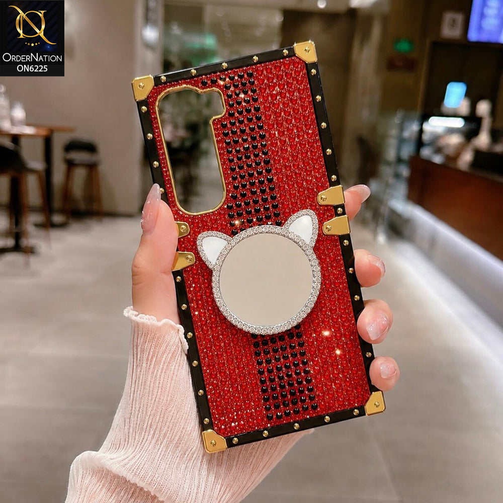 Infinix Hot 60 Pro Cover -  Red - New Glamorous Bling Phone Cover with Crystal Animal Design Ring Holder