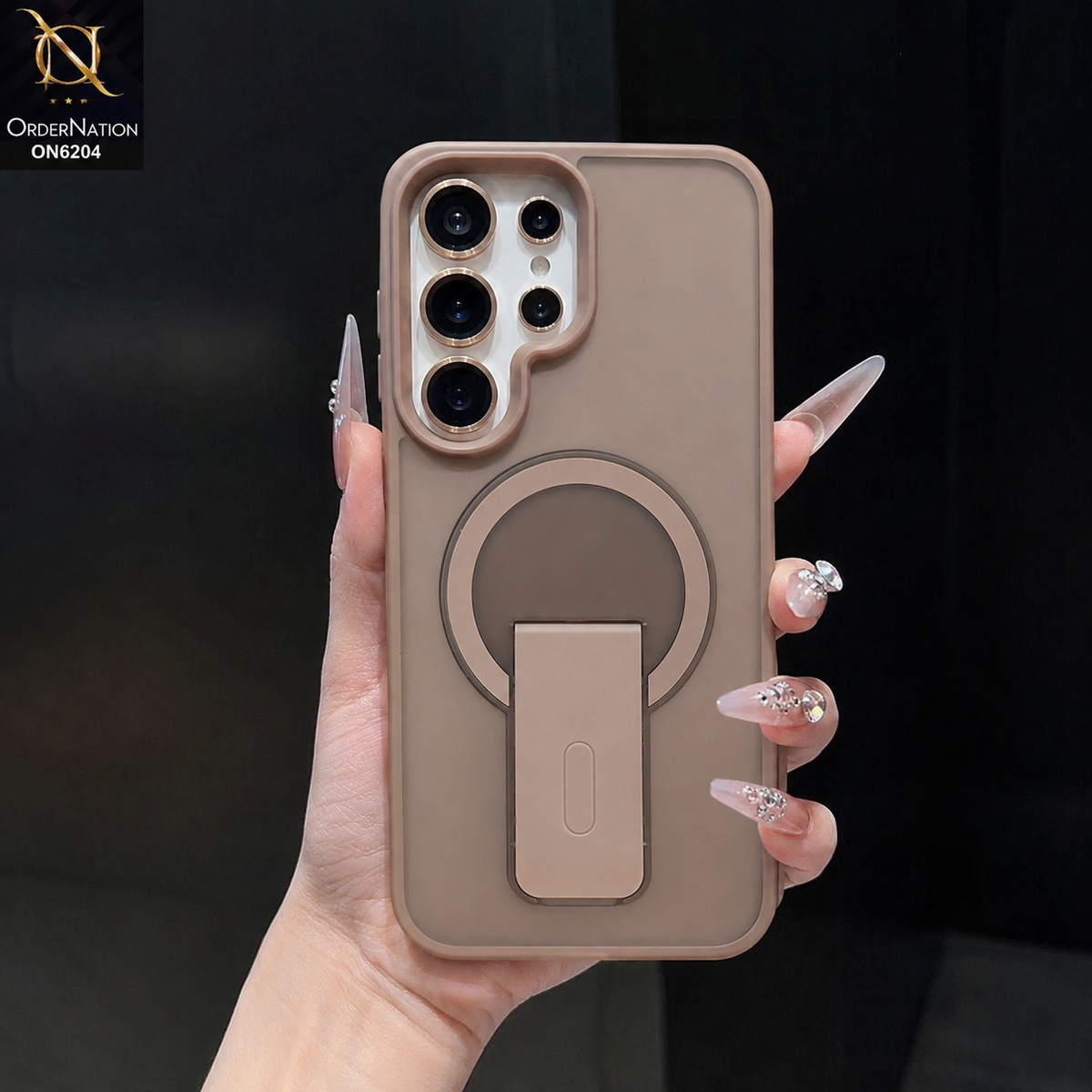 Samsung Galaxy S26 Ultra Cover - Brown - Hybrid Phone Case with Foldable Stand Camera Protection & Lens