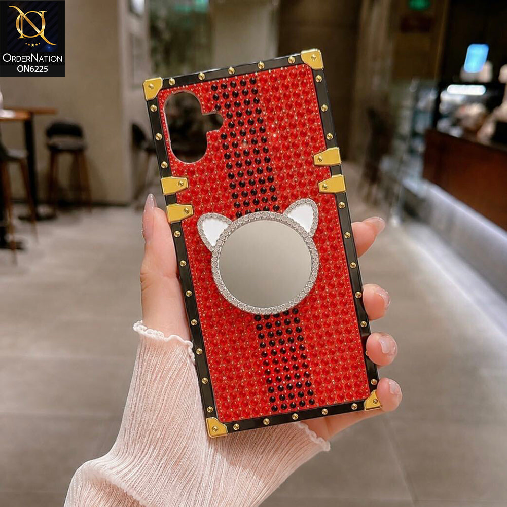 Samsung Galaxy A06 Cover - Red - New Glamorous Bling Phone Cover with Crystal Animal Design Ring Holder