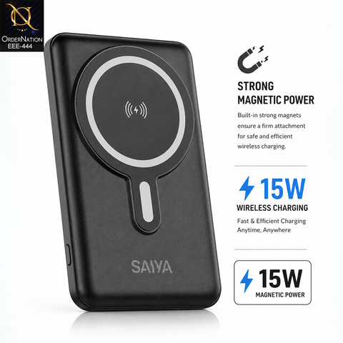 SAIYA PB-05 10000mAh Magnetic Wireless Power Bank with Built-in Stand & Fast Charging