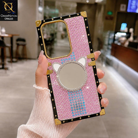 Vivo Y29 4G Cover - Pink - New Glamorous Bling Phone Cover with Crystal Animal Design Ring Holder
