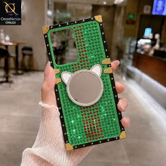 Vivo Y02 Cover -  Green - New Glamorous Bling Phone Cover with Crystal Animal Design Ring Holder