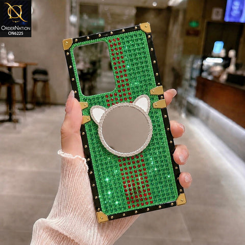 Vivo Y02 Cover - Green - New Glamorous Bling Phone Cover with Crystal Animal Design Ring Holder