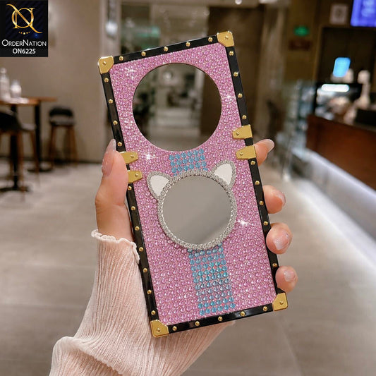 Xiaomi Redmi A3 Cover -  Pink - New Glamorous Bling Phone Cover with Crystal Animal Design Ring Holder