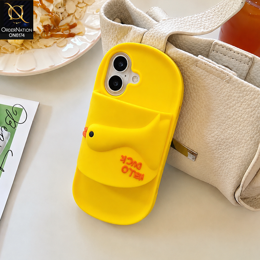 iPhone 16 Cover - Yellow - Cute Slipper Design Soft Silicone Shockproof Mobile Back Cover