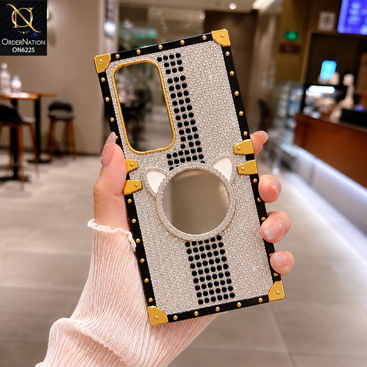 Tecno Spark 40 Pro Plus Cover -  White - New Glamorous Bling Phone Cover with Crystal Animal Design Ring Holder
