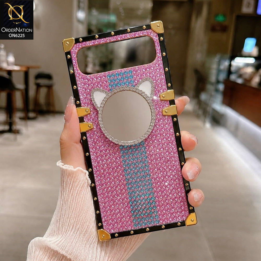Infinix Smart 10 Plus Cover - Pink - New Glamorous Bling Phone Cover with Crystal Animal Design Ring Holder