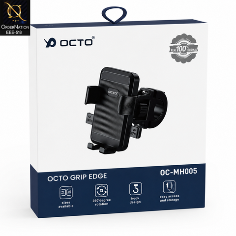 Bike Phone Holder Mount Universal Adjustable 360° Rotating with Secure Grip OCTO Grip Edge - OC-MH005 -