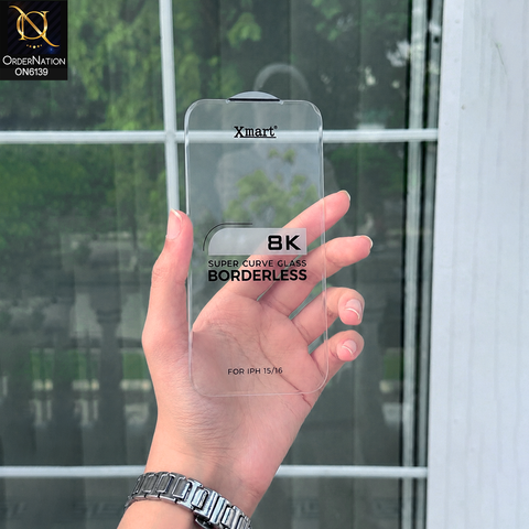 iPhone 16 Protector - Transparent - Xmart 8K Tempered Glass Anti Static Screen Protector With Curved Clear Screen Film