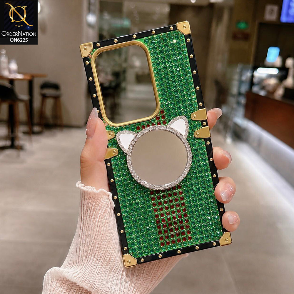 Vivo Y300t / Vivo T4x Cover - Green - New Glamorous Bling Phone Cover with Crystal Animal Design Ring Holder