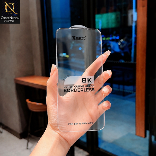 iPhone 15 Pro Max Protector - Transparent - Xmart 8K Tempered Glass Anti Static Screen Protector With Curved Clear Screen Film