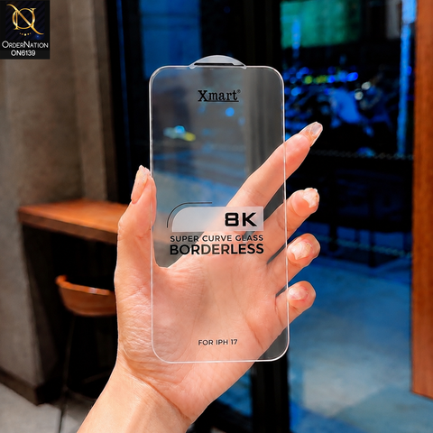 iPhone 17 Protector - Transparent - Xmart 8K Tempered Glass Anti Static Screen Protector With Curved Clear Screen Film