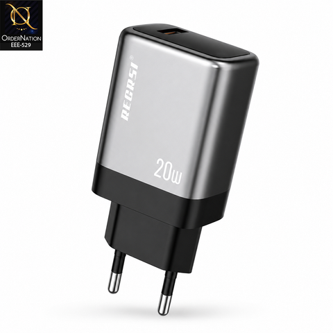 RECRSI 20W USB-A Fast Charger with EU 2-Pin Plug – Model CH-FA87