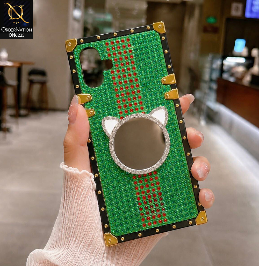 Samsung Galaxy A06 Cover - Green - New Glamorous Bling Phone Cover with Crystal Animal Design Ring Holder