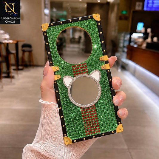 Xiaomi Redmi A3 Cover -  Green - New Glamorous Bling Phone Cover with Crystal Animal Design Ring Holder
