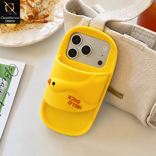iPhone 17 Pro Cover - Yellow - Cute Slipper Design Soft Silicone Shockproof Mobile Back Cover