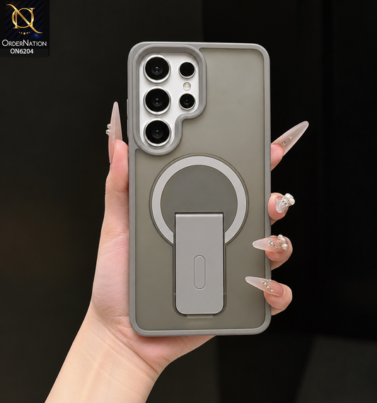 Samsung Galaxy S26 Ultra Cover - Gray - Hybrid Phone Case with Foldable Stand Camera Protection & Lens