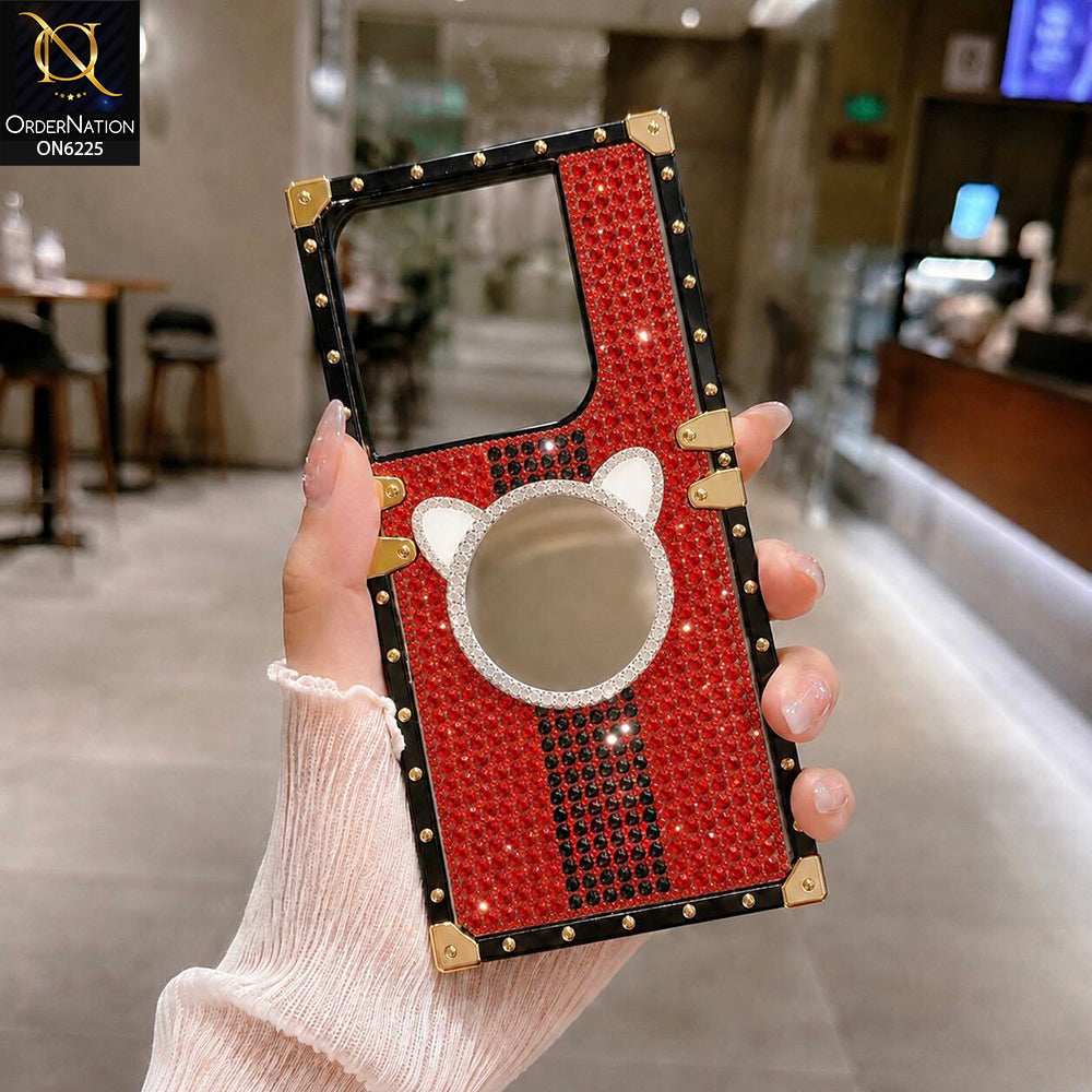 Infinix Hot 40 Cover -  Red - New Glamorous Bling Phone Cover with Crystal Animal Design Ring Holder