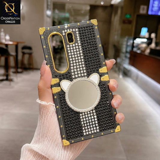 Tecno Camon 40 Pro Cover -  Black - New Glamorous Bling Phone Cover with Crystal Animal Design Ring Holder