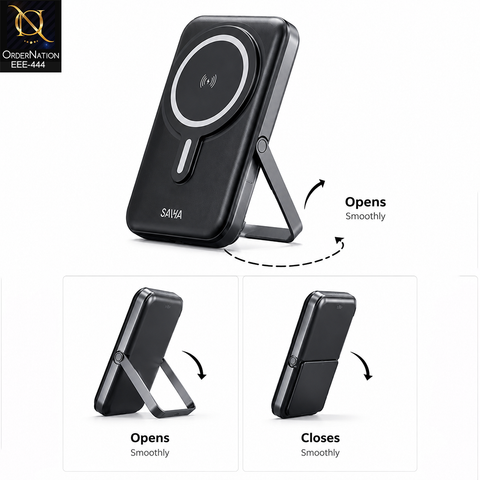 SAIYA PB-05 10000mAh Magnetic Wireless Power Bank with Built-in Stand & Fast Charging