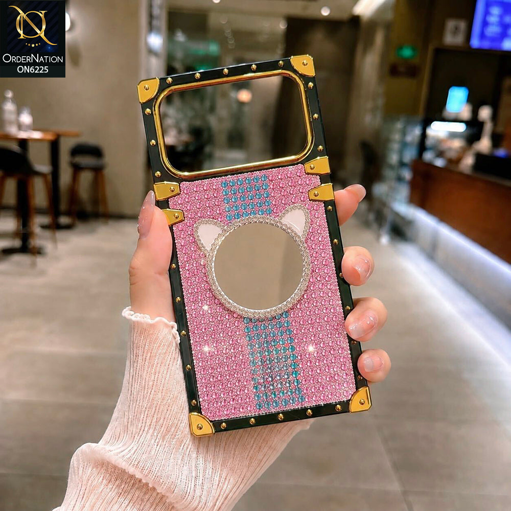 iPhone 18 Pro Max Cover -  Pink - New Glamorous Bling Phone Cover with Crystal Animal Design Ring Holder