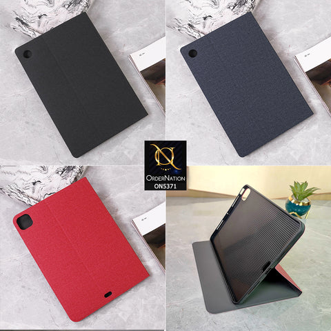 Samsung Galaxy Tab A8 10.5 / SM-X200 / SM-X205 (2021) Cover - Blue - Octo PU Leather Fabric Texture Bifold Stand Flip Book Soft Case