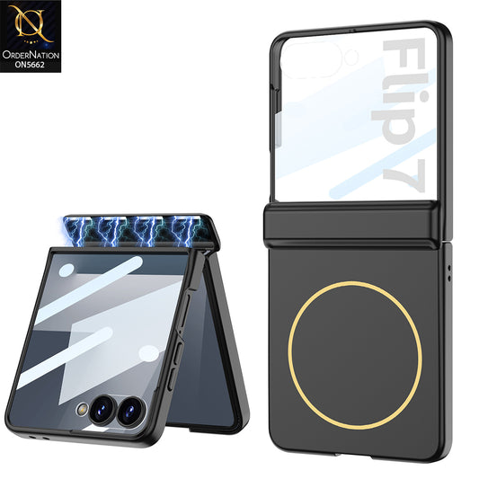 Samsung Galaxy Z Flip 7 Cover - Black - New Premium Ultra Thin Pc WIth Contrast Color And Built-in MagSafe Designed By GKK