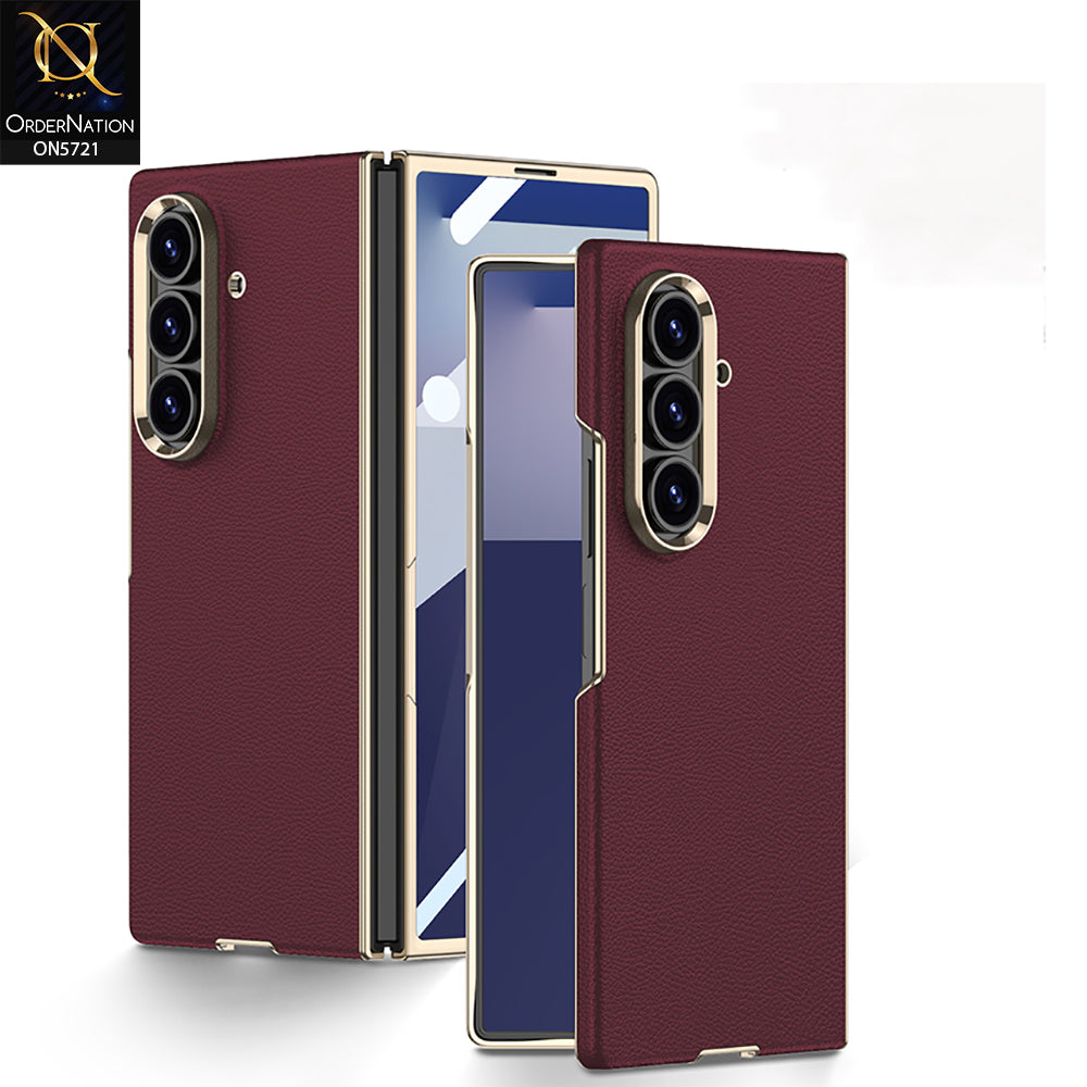 Samsung Galaxy Z Fold 7 Cover - Red - New High Quality Slim Pc  Matte Leather Shell Case Designed By GKK