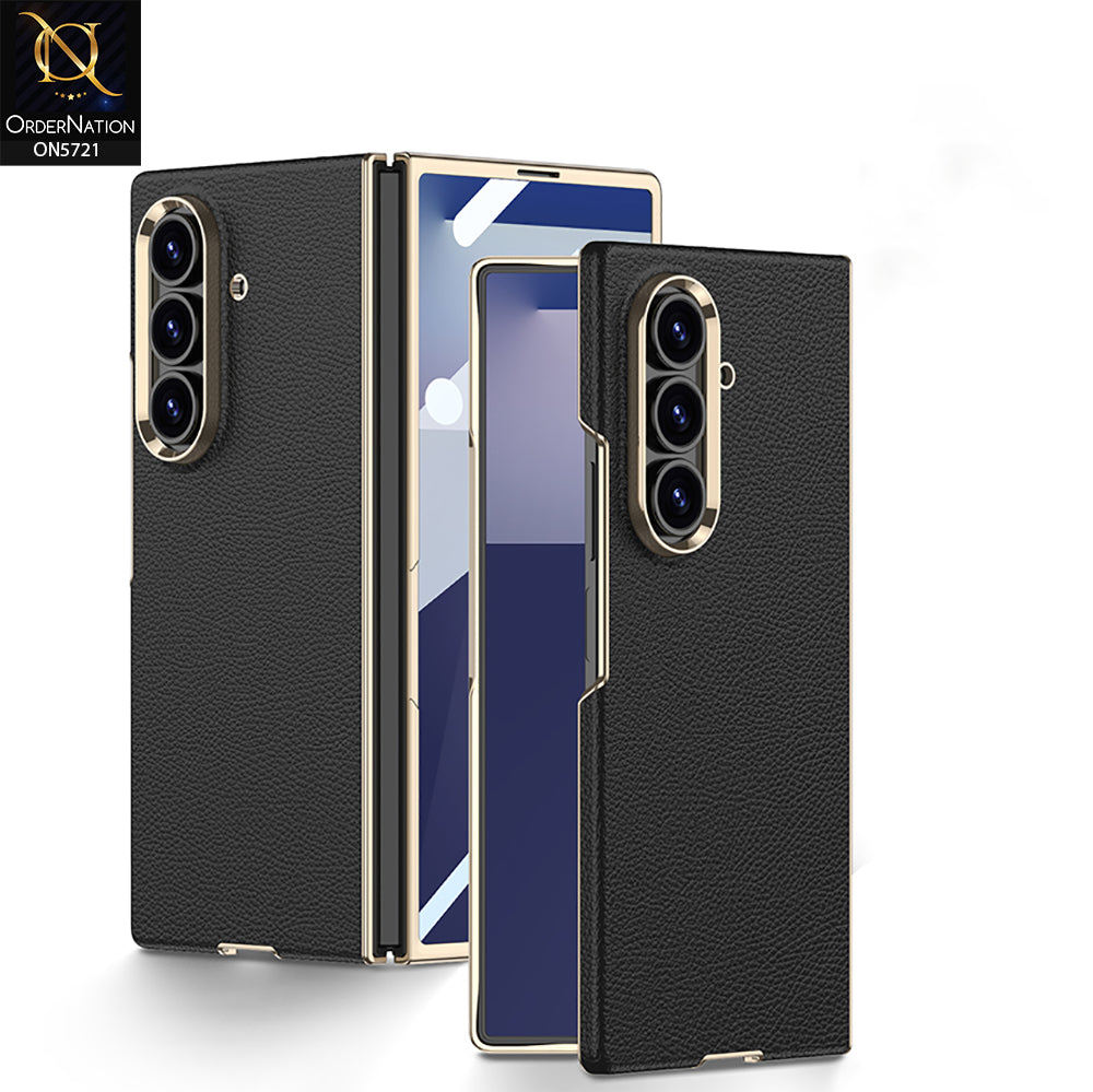 Samsung Galaxy Z Fold 7 Cover - Black - New High Quality Slim Pc Matte Leather Shell Case Designed By GKK