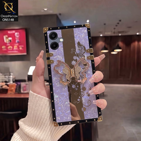Samsung Galaxy A06 4G - Purple - Luxury Shiny Rhinestone Butterfly Electroplated Square Trunk Soft Case