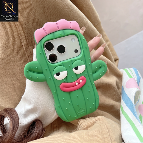 iPhone 17 Pro Max Cover - Green - New Soft Silicon Cute 3D Plant Character Protective Case