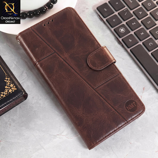 Infinix Hot 60 Pro Plus Cover - Dark Brown - Premium Leather Megantic Flip Book Covers With Card Holding Option