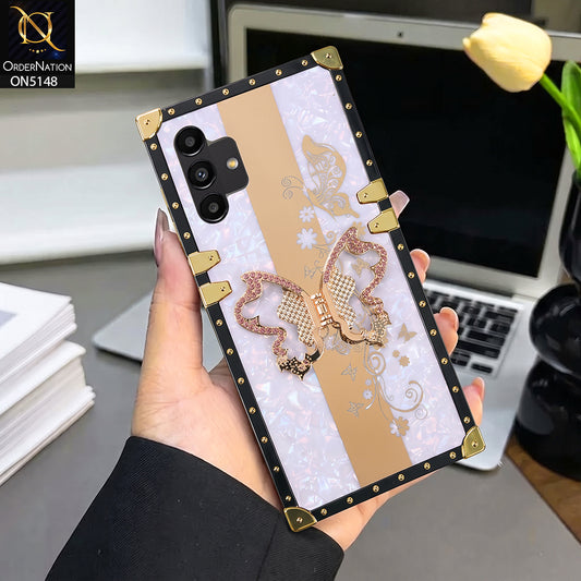 Samsung Galaxy A13 5G Cover - Purple - Luxury Shiny Rhinestone Butterfly Electroplated Square Trunk Soft Case